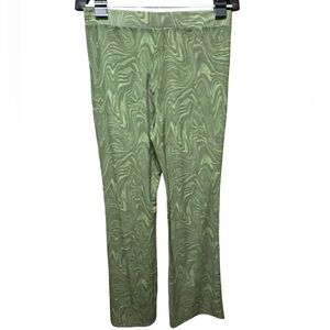 Good American Green Swirl Mesh Leg Daze Patterned Pants